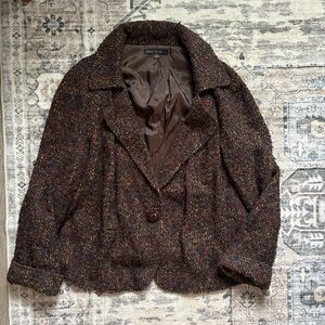 Lafayette 148 brown tweed wool blazer size 18